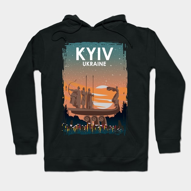 Kyiv Kiev Ukraine Monument Vintage Minimal European City Travel Poster Hoodie by jornvanhezik